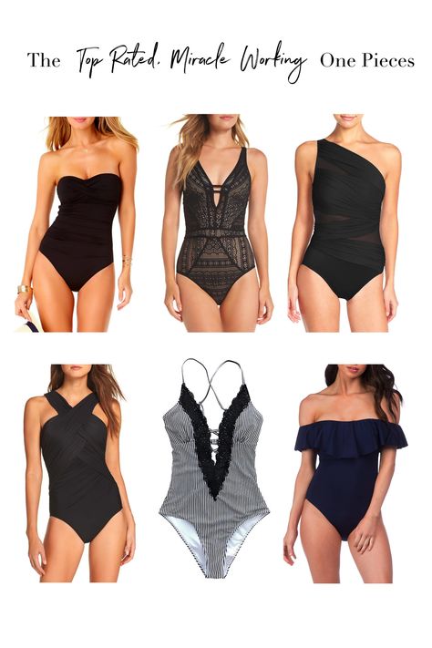 ONE-PIECE SWIMSUITS THAT HELP DEFINE A WAIST | Flattering swimwear is hard to find. SO, we've searched ALL the webs to find 5 styles of the most waist-defining, 1-piece bathing suits for all body types. #TheMomEditStyle #TheMomEditSwim #TheSwimShop #OnePieceBathingSuits #FlatteringSwimwear #BeltedSwimsuit #BandedStripedBathingSuit #BeccaSwimsuit #Miraclesuit #Miratex #VinceCamuto #ColorBlockSwimsuits #SolidAndStriped #Tavik #LaBlanca #IsabelleRose Flattering One Piece Bathing Suit, Best One Piece Swimsuit, One Piece Bathing Suits For Women, Bathing Suits For Body Types, Mom Bathing Suits, One Piece Swimsuit Flattering, Supportive Swimwear, Flattering Bathing Suit, Bathing Suit Outfits