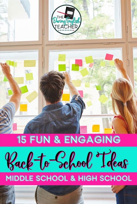 With the start of school upon us, it is time to begin planning for the first-week-of-school activities you’ll complete this school year. Here are 15 engaging and fun first-day and first-week school activities for middle and high school students. Including student survey, classroom welcome slides, back-to-school stations/centers, growth mindset activities, class contract, and more!

Go to www.thedaringenglishteacher.com for more engaging resources and helpful tips! Class Contract, High School First Day, First Week Activities, Back To School Ideas, High School English Classroom, Student Survey, Middle School Activities, First Day Activities, Mindset Activities