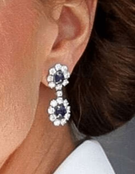 Princess Diana’s Sapphire Earrings Kate Middleton Earrings, Kate Middleton Jewelry, Argentium Silver Jewelry, Trooping The Colour, Dangle Earrings Wedding, Sapphire And Diamond Earrings, Princess Catherine, Isabel Ii, Royal Families