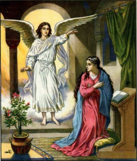 Gabriel Visits Mary Luke 1:26-38 Resurrection Crafts, Mary The Mother Of Jesus, Angels Beauty, Angel Gabriel, Archangel Gabriel, Bible Pictures, Childrens Bible, Bible Story, Mary Magdalene