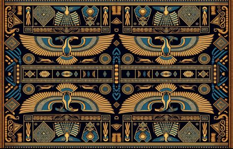 Pharonic Pattern Design, Egyptian Textile Patterns, Egypt Design Illustration, Egyptian Fabric Pattern, Egypt Art Design, Egyptian Pattern Design, Pharaonic Pattern, Egyptian Color Palette, Egyptian Carpet