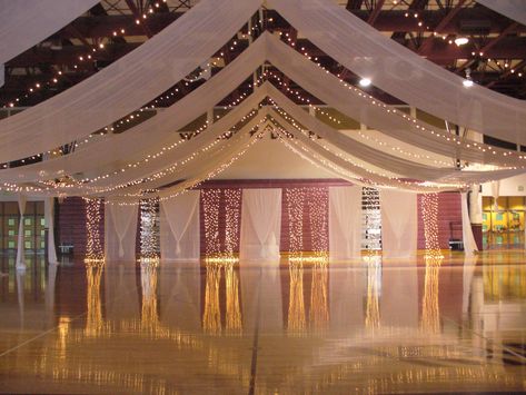 Gym Wedding Reception, Wedding Ceiling, Dance Decorations, Ceiling Draping, Prom Themes, Prom Decor, Prom Theme, Prom 2024, Gym Wedding