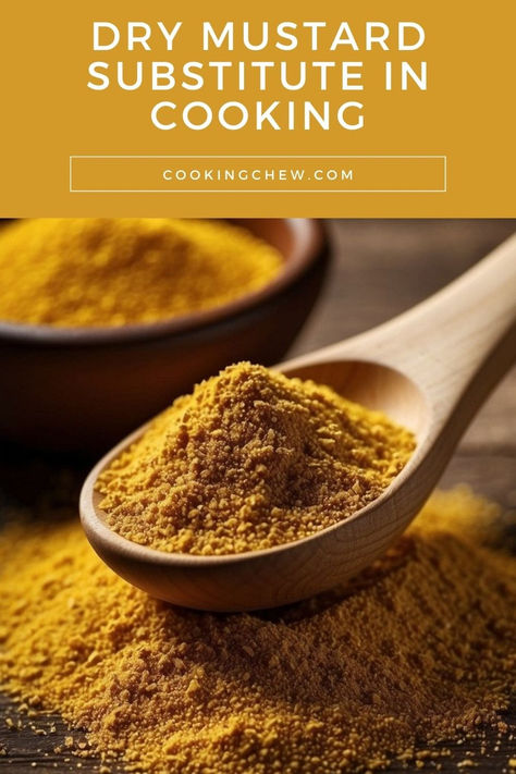 A close-up photo of a wooden spoon filled with yellow dry mustard. Dry Mustard Recipes, Mustard Powder, Cooking Substitutions, Spiced Butter, Homemade Mixes, Ground Mustard, Mustard Seeds, Dry Mustard, Mustard Seed