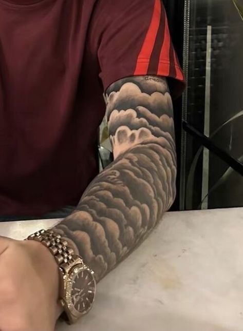 Tattoo Hombre Brazo, Tato Naruto, Cloud Tattoo Sleeve, Cloud Tattoo Design, Pop Culture Tattoos, Memorial Tattoo Ideas, Full Chest Tattoos, Tattoo Ideas Males, Black Men Tattoos