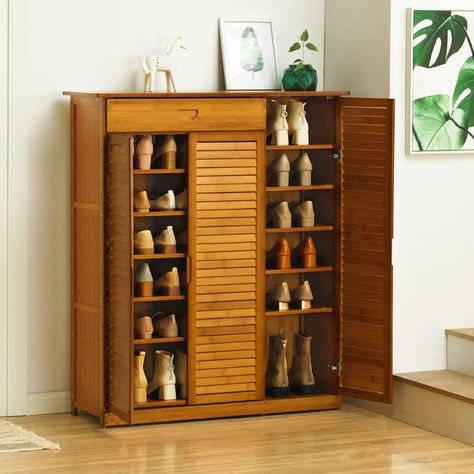 MoNiBloom 24 Pair Shoe Storage Cabinet | Wayfair Shoe Rack Drawer, Bamboo Shoe Rack, Boot Storage, Shoe Rack Organization, Shoe Storage Cabinet, Garden Storage, Shoe Cabinet, Closet Storage, Elegant Decor