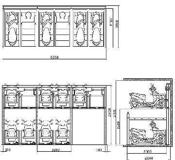 Two-tier parking system Motorcycles Motorcycle Parking Dimension, Motorcycle Parking Design, Space Motorcycle, Mc Interior, Scooter Parking, Parking Plan, Motorcycle Parking, Parking Space, Skill Development