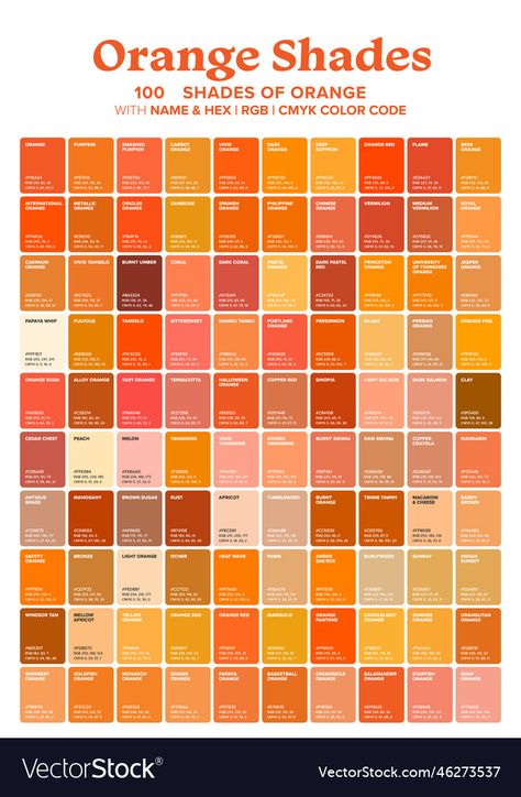 Different Types Of Orange Color, Orange Hues Colour Palettes, Different Colors Of Orange, Orang Color Palet, Orange Colors Shades, Types Of Orange Color, Orange Tones Colour Palettes, Orange Shades Colour Palettes, Shades Of Orange Colour Palettes