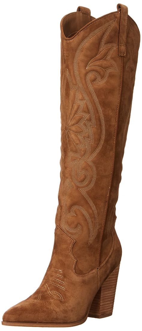 PRICES MAY VARY. Steve Madden Womens Embroidery Detailing Knee High Western Boot Pointed Toe Design Pull On Style Brown Knee High Boots Western, Steve Madden Lasso Boots, Fall Wedding Guest Dress Country, Fall Boots With Skirts, Cowgirl Boots With Heels, Fashion Cowgirl Boots, Boots With Dress Wedding Guest, Vaquera Style Outfits, Fashion Western Outfits