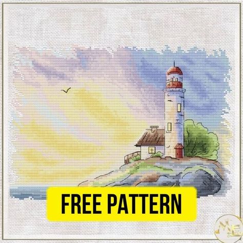 Sea Lighthouse, Counted Cross Stitch Patterns Free, Printable Cross, Stitch Kitchen, Cross Stitch Sea, Free Cross Stitch Pattern, Unique Cross Stitch, Wedding Cross Stitch Patterns, Cross Stitch Tutorial