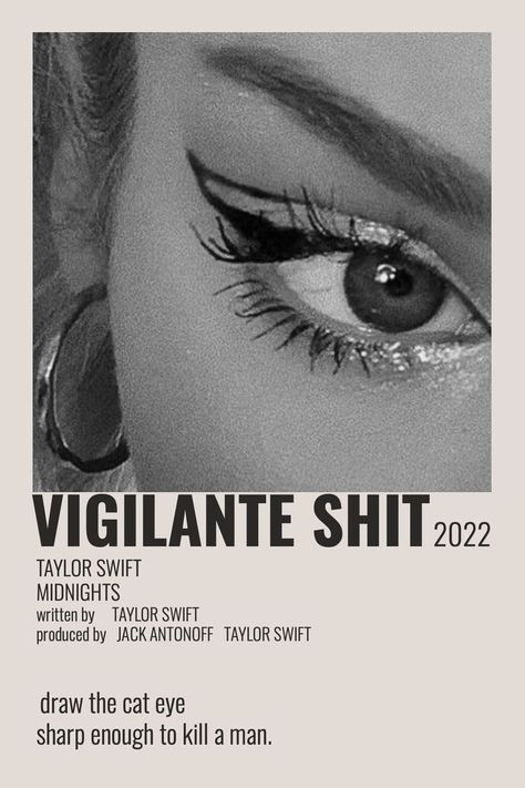 Taylor Swift Midnights Vigilante Shit Polaroid Poster #polaroidposters #vintageposters #taylorswift #swiftie #midnights Taylor Swift Song Polaroid Midnights, Music Polaroid Posters Taylor Swift, Polaroid Song Poster Taylor Swift, Midnight Taylor Swift Poster, Midnights Taylor Swift Polaroid Poster, Midnights Taylor Swift Songs, Music Posters Taylor Swift, Taylor Swift Songs As Movie Posters, Music Poster Ideas Creative