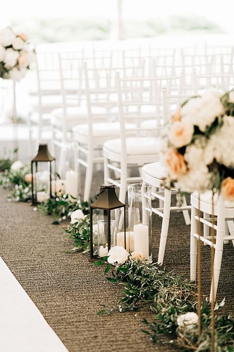 Elegant wedding ceremony decor with lanterns and greenery - Jenna Bacholt Photography | Romantic Elegant Wedding Packed with Blush Spring Details Wedding Isles, Elegant Wedding Inspiration, Wedding Aisle Decorations, Wedding Lanterns, Waterfront Wedding, Washington Weddings, Aisle Decor, Wedding Aisle, Wedding Ceremony Decorations