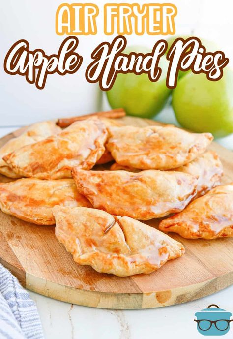 Fried Apple Pies In Air Fryer, Air Fried Hand Pies, Air Fryer Apple Pies With Pie Crust, Air Fry Apple Hand Pies, Apple Hand Pies Easy Air Fryer, Fried Apple Pies With Dried Apples, Air Fry Pies, Air Fried Pies, Apple Pie Pockets Easy