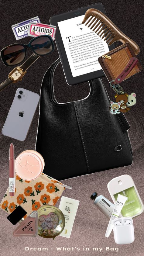 Bag: Coach Lana 23, Wallet: Fossil Logan RFID Small Bifold, eReader: NOOK GlowLite 4 What's In My Bag, In My Bag, What In My Bag, My Bag, Coach Bag, Material Girls, Fashion Makeup, Nook, Fossil