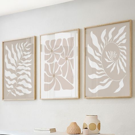 Above Bed Decor, Above Bed, Mid Century Modern Walls, Neutral Beige, Gallery Wall Set, Bed Decor, Vintage Wall Art, Art Gallery Wall, Art Original