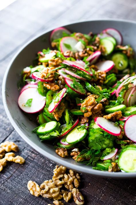 Persian Walnut Salad | Feasting At Home Persian Salad, Fresh Herb Salad, Easy Summer Side Dishes, Parsley Salad, Super Salads, Slaw Recipe, Asian Slaw, Csa Recipes, Herb Salad