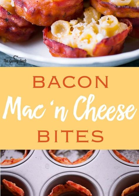 Bacon Mac 'n' Cheese Cups Mac N Cheese Cups, Mac N Cheese Bites, Mac And Cheese Cups, Bacon Bites, Cheese Cups, Best Mac N Cheese Recipe, Cheesy Appetizer, Mac And Cheese Bites, Tortellini Bake