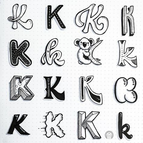 Letter K Drawing, Letter Sketches Alphabet, Draw Names Letters Design, Letter Styles, Letter K Art, K Drawing Letter, K Font, K Letter Design, Cool Letters To Draw