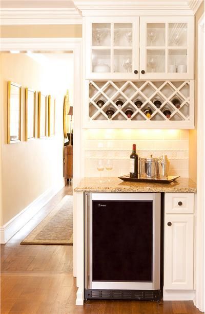 Built In Microwave Cabinet, Classic Traditional Kitchen, Built In Wine Rack, Kitchen Wine Rack, Wine Rack Cabinet, Wine Cabinets, Wet Bar, Traditional Kitchen, Wood Flooring