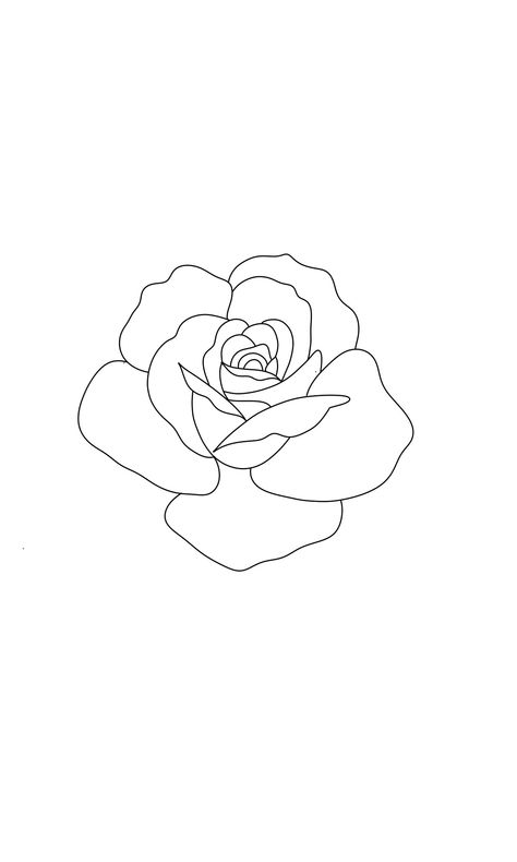 Rose Flower Line Art, Rose Line Drawing Tattoo, Simple Line Drawing Ideas, Flower Tattoos Outline, Fine Line Roses, Linework Rose Tattoo, Line Rose Drawing, Rose Flash Tattoo, Rose Line Tattoo