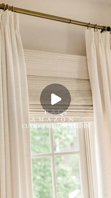 Kinsey Walsh | Home Decor • Design on Instagram: "✨Luxe for Less Custom Roman Shades FAQs ✨  🔗 Comment SHOP for links or find them in my Amazon Storefront (under photos)  These beautiful Roman Shades are customizable in length/width/mount/lining/color! Thank you to @twopagescurtains for gifting me these Roman Shades!  🔸Bay Window Roman Shade Details🔸  One (middle big window): 🔹 Marble White Cordless Bamboo 🔹 Outside Mount 🔹 50in Width x 70in Length 🔹 Blackout Liner 🔹 No edge binder  Two (small side windows): 🔹 Marble White Cordless Bamboo. I’ve also added a link to grab a swatch book to help you decide which color to get!  🔹 Outside Mount 🔹 26in Width x 70in Length 🔹 Blackout Liner 🔹 No edge binder  I hung the shades 7 in above my window to make my windows appear taller.   #ho Roman Shades Above Window Frame, Roman Shade With Curtains, Bamboo Shades With Curtains, Roman Shades With Curtains, Bay Window Roman Shades, Outside Mount Roman Shades, Small Window Treatments, Bay Window Treatments, Swatch Book