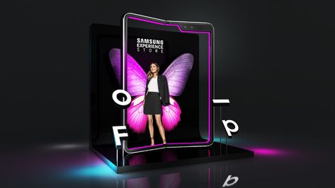 SAMSUNG GALAXY FOLD on Behance Samsung Event Design, Mobile Photo Booth Ideas, Photo Opportunity Ideas Events, Samsung Fold, Samsung S10+ Wallpaper, Samsung Photos, Samsung Galaxy Fold, Event Booth Design, Instagram Event