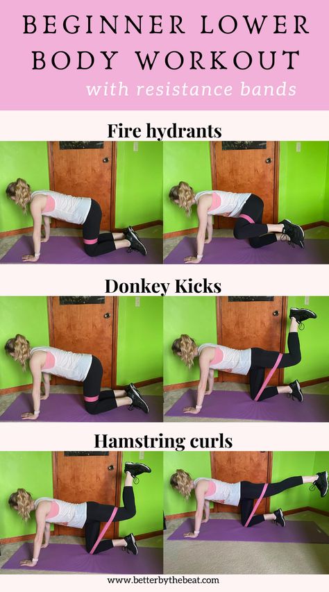 Click for this full beginner lower body resistance band workout. You can do these 6 lower body strength training exercises at home.  #exerciseforbeginners #resistancebandexercises #resistancebandworkout #strengthtraining #legworkout #glutesworkout #lowerbodyworkout #lowerbodyexercises Chop Protocol Pots, Exercise With Pots, Exercising With Pots, Exercises For Pots, Pots Workout Plan, Exercise For Pots, Pots Friendly Workouts, Pots Exercise Program, Pots Workout