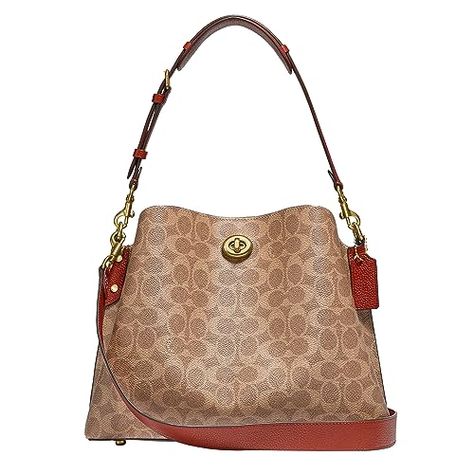 Limited-time deal: Coach Women's Coated Canvas Signature Willow Shoulder Bag Brown Coach Shoulder Bag With Branded Hardware, Coach Double Handle Shoulder Bag With Gold-tone Hardware, Coach Shoulder Bag With Double Handle And Gold-tone Hardware, Coach Burgundy Shoulder Bag With Gold-tone Hardware, Coach Multicolor Bags With Gold-tone Hardware, Polished Pebble, Signature Canvas, Amazon Finds, Lining Fabric