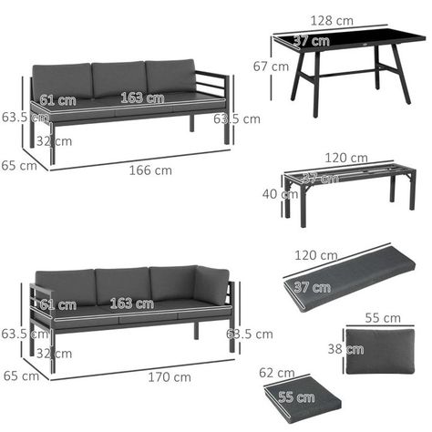 Aluminium L-Shaped Outdoor Dining Set with Bench, Dining Table, and Cushions in Grey https://www.refinedhomeliving.co.uk/products/aluminium-l-shaped-outdoor-dining-set-with-bench-dining-table-and-cushions-in-grey Refined Home Living #Hot Bench Dining Table, Balcony Furniture Set, Metal Garden Furniture, Bench Dining, Aluminium Garden Furniture, Conversation Sofa, Dining Sofa, Dining Set With Bench, Long Bench