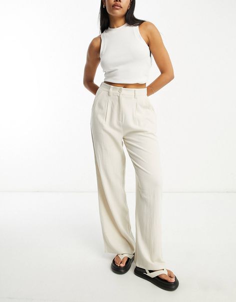 ASOS DESIGN Hourglass linen dad pants in stone | ASOS Pants Tailored, Summer Trousers, Modest Fashion Winter, New Years Eve Dresses, Linen White, Spring Floral Dress, Hoi An, Jumpsuit Shorts Rompers, Leather Dresses