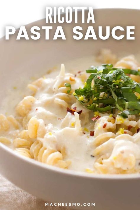 Creamy Ricotta Spaghetti, Ricotta Alfredo Sauce, Ricotta Cream Sauce, Ricotta Sauce Creamy, Riccota Cheese Pasta, Recipes With Ricotta Cheese Dinner, Pasta And Ricotta, Recipes With Ricotta Cheese, Ricotta Pasta Sauce