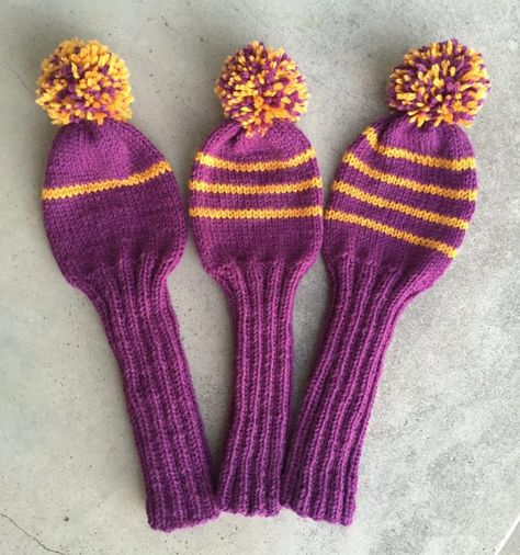 Knit Golf Club Covers, Best Golf Clubs, Golf Club Head Covers, Golf Club Covers, Golf Mk4, Knitted Mittens, Golf Head Covers, Golf R, Golf Gloves