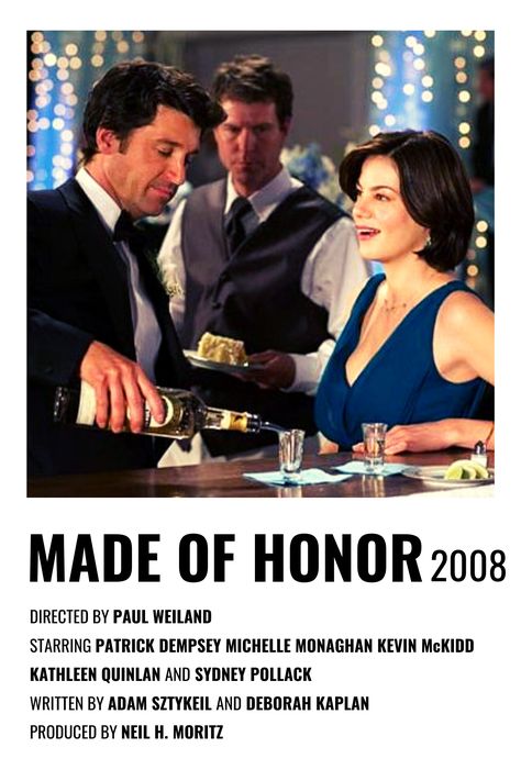 Made Of Honor Movie, The Proposal Movie, Made Of Honour, Made Of Honor, Rom Coms, Romance Film, Girly Movies, Inspirational Movies, Film Posters Minimalist