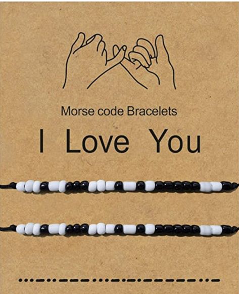 I Love You Moris Code Bracelet, Morse Code Nails, Code Morse, Relationship Bracelets, Antique Style Rings, Bracelet Couple, Morse Code Bracelet, Beads Bracelet Design, Beaded Jewelry Designs