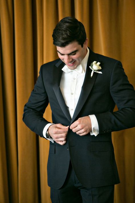 Groom in Ivory Bow Tie & Boutonniere Romantic Reception, Bow Tie Groom, Groom Bowtie, Inside Weddings, White Bow Tie, Contact Print, Wedding Inside, Church Ceremony, Groom Outfit