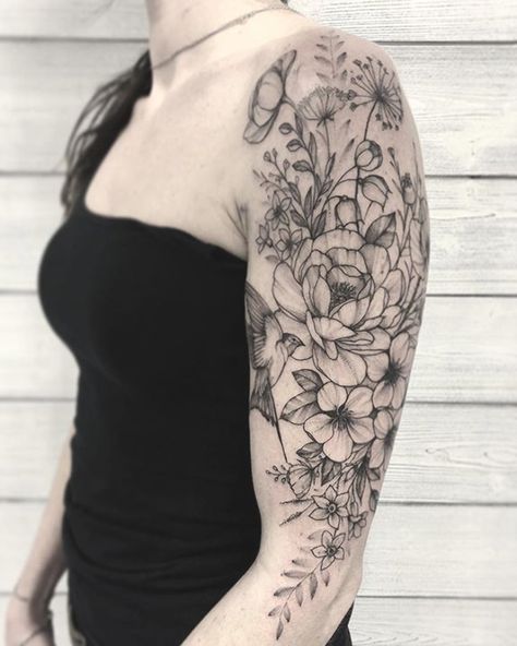 Samantha Tattoo, Tattoo Fairy, Floral Arm Tattoo, Russian Tattoo, Tattoo Trend, Upper Arm Tattoos, Cat Tattoos, Floral Tattoo Sleeve, Flower Sleeve