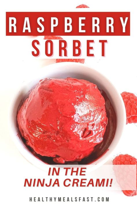 Ninja CREAMi Raspberry Sorbet Healthy Sorbet, Raspberry Sorbet Recipe, Keto Raspberry, Ninja Ice Cream Recipe, Raspberry Sherbet, Sorbet Recipe, Candida Recipes, Keto Fruit, Berry Sorbet