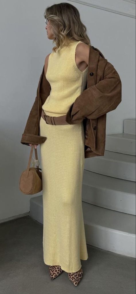 Cream Outfit, Mocha Mousse, Slay Outfits, Maxi Dress Outfit, Dresses Aesthetic, Yellow Outfit, Butter Yellow, Brown Outfit, Yellow Fashion