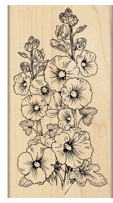 Pansy Bouquet, Hollyhocks Flowers, Floral Drawing, Wood Stamp, Flower Art Painting, Penny Black, Fabric Painting, 그림 그리기, Ink Drawing