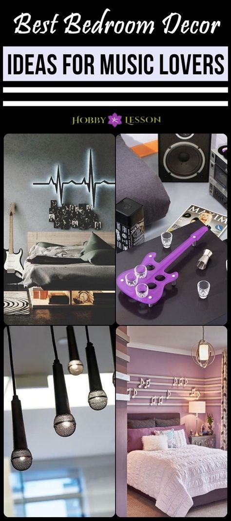 40 Best Bedroom Decor Ideas for Music Lovers Teen Music Bedroom, Couple Room Decor Ideas, Music Room Decor Ideas, Music Bedroom Ideas, Couples Room Decor, Music Inspired Bedroom, 80 Music, Music Room Ideas, Music Themed Bedroom