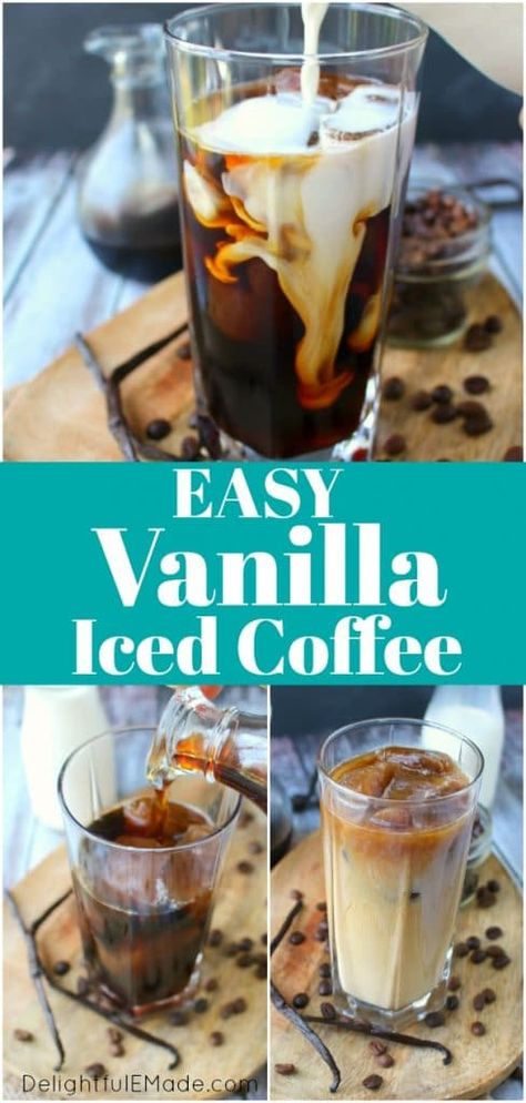 Cold Brew Vanilla Iced Coffee, Mcdonalds Vanilla Iced Coffee Recipe, Ww Iced Coffee Recipes, Keurig Iced Coffee Recipes, French Vanilla Iced Coffee Recipe, Healthy Iced Coffee Recipe, Iced Coffee Recipe Keurig, Iced Vanilla Latte Recipe, Vanilla Bean Syrup