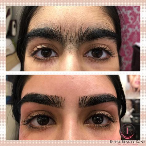 Rupal Rangi on Instagram: “Now this is what I call an epic transformation! It was her first time getting my signature threading done, and the results speak for…” Eyebrow Threading Before And After, Unibrow Aesthetic, Eyebrow Transformation, Eyelash Inspiration, Threaded Eyebrows, Thick Eyebrow Shapes, Brow Tips, Eyebrow Goals, Long Eyebrows