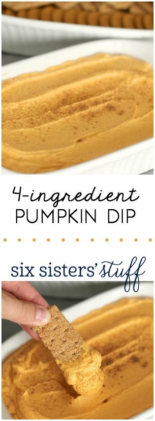 This 4-Ingredient Pumpkin Dip from SixSistersStuff.com is so delicious and perfect for parties! Pumpkin Dip Recipe, Pumpkin Pie Dip, Autumn Treats, Pie Dip, Pumpkin Dip, Sweet Dips, Dessert Dips, Pumpkin Flavor, Vanilla Wafers