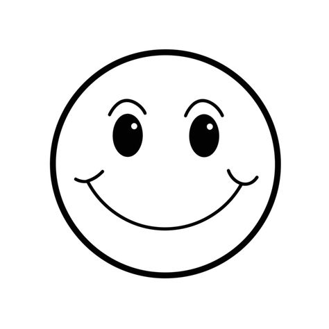 Happy Faces Drawings, Nose Black And White, Smiley Face Clipart, Happy Face Drawing, Smile Vector, Black And White Outline, Face Clipart, Cartoon Smile, Happy Black