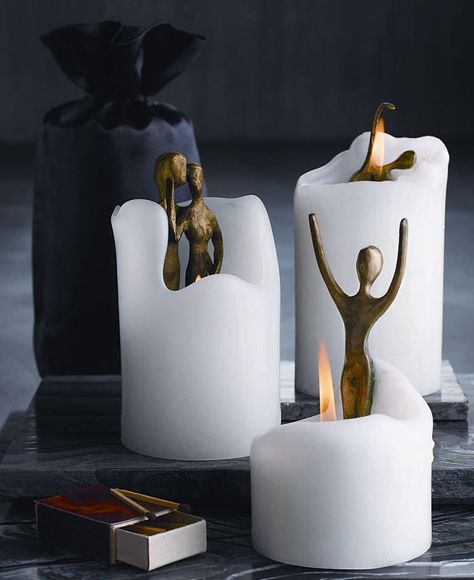 Submission to 'Xx+ Of The Most Creative Candle Designs' Spirit Candles, Cat Skeleton Candle, Candle Dance, Candle Sculpture, Weird Candles, Fancy Candles, Bad Gifts, Iron Sculpture, Candles Making