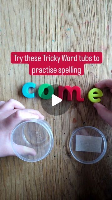 Katie Whitehead | Sharing Fun Phonics Games on Instagram: "Tricky Word Tubs   As a step towards children being able to spell tricky words from memory you can provide them with the opportunity to practise spelling the word by unscrambling the letters.  These dipping pots make the perfect tricky word tubs. Pop the magnetic letters inside to spell a tricky word and write the word that needs to be made on the lid. Children read the word, flip the lid, unmuddle the magnetic letters to spell it and then check the lid again.  You can also extend this by encouraging children to write the word in whiteboard pen on the underside of the lid   #phonicsfamily #phonics #spellings #spelling #words #teaching #teachers #tutor #tutoring #learning #education" Teaching Tricky Words, Tricky Words Activities, Pie Corbett, Phonics Interventions, Write The Word, Infant Classroom, Tricky Words, Phonics Games, Teaching Teachers