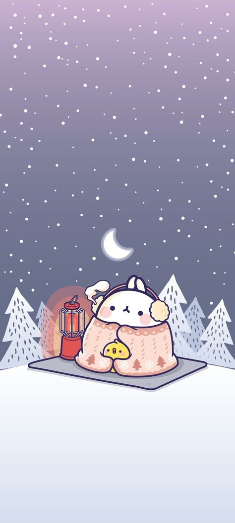 Winter Phone Backgrounds Wallpapers, Kakaotalk Wallpaper, Molang Wallpaper, Xmas Wallpaper, Images Kawaii, Iphone Wallpaper Kawaii, Animation Studios, Cute Christmas Wallpaper, Cute Pastel Wallpaper