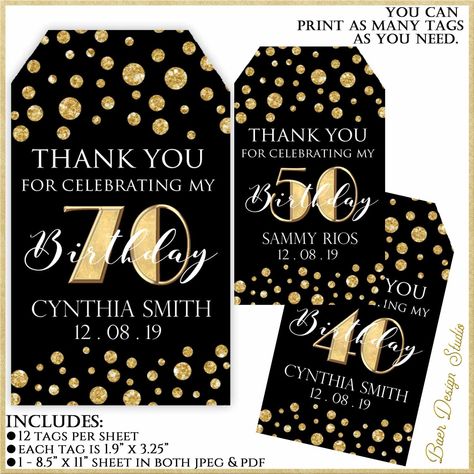 Mini Wine Bottle Favors, Small Wine Bottles, Gold Party Favors, Black And Gold Party, Thank You Tag Printable, Milestone Birthday Party, Gold Printable, Party Favors For Adults, Mini Wine Bottles