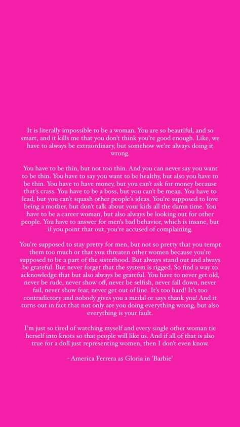 Barbie Monologue, Enough Is Enough Quotes, Barbie 2023, Soft Life, Dear Self, Happy Words, Positive Self Affirmations, Aesthetic Iphone, I Wish I Had