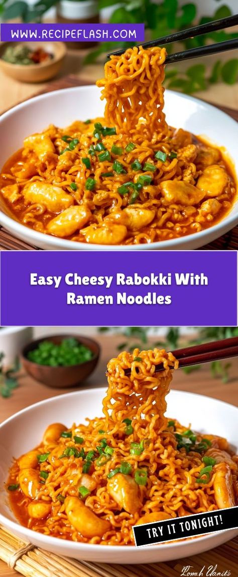 Want to elevate your dinner routine with something exciting? Easy Cheesy Rabokki with Ramen Noodles offers a delightful fusion of flavors that will leave everyone wanting more. Remember to save this recipe for your next dinner gathering or cozy night in! Korean Tteokbokki, Cheesy Ramen, Ramen Noodles Recipe, Cheese Ramen, Ramen Seasoning, Dinner Gathering, Ramen Noodle Recipes, Ramen Recipes, Ramen Noodle