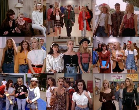 '90s Fashion: The Great Equalizer | Wardrobe Oxygen 1990s Fashion Trends, 90210 Fashion, Fashion Brenda, Brenda Walsh, Wardrobe Oxygen, Kelly Taylor, 80s Clothes, All Things Fall, Chica Cool